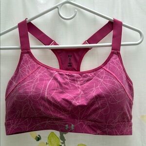 Under Armour Pink Racerback Sports Bra with Moisture-Wicking Fabric size XL